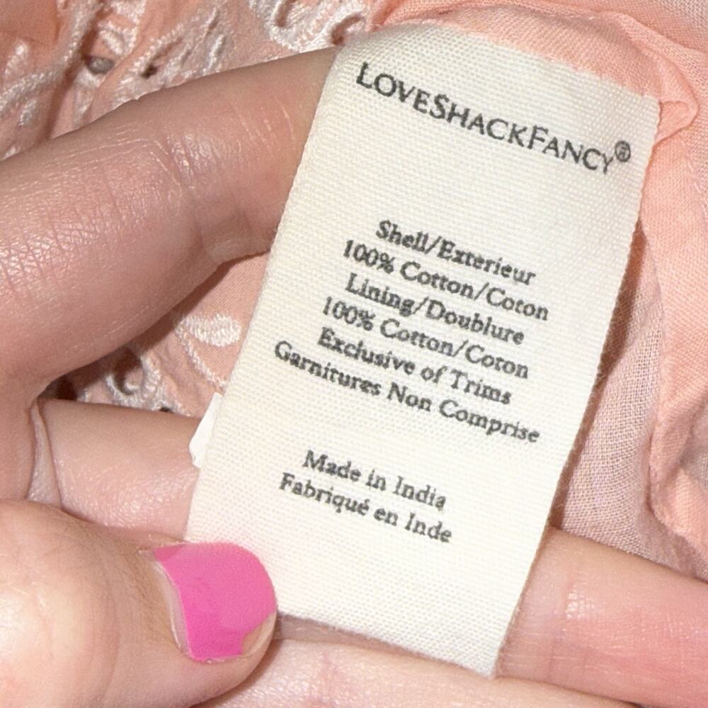 Love Shack Fancy Women’s Mochi Cotton Eyelet Mini Dress Romantic Pink Size 6 - Picture 8 of 8